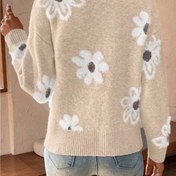 New V neck floral print button down cardigan sweater - Picture 6 of 7